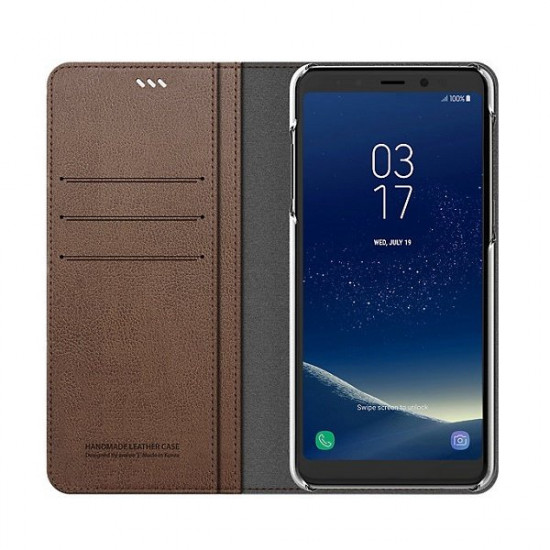 Cover of Samsung for Galaxy A8 + 2018 (A730) Flip Wallet Saddle Brown