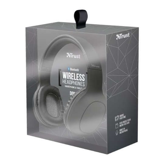 Bluetooth Trust Dona Wireless Over-Ear Mic Grey earphones