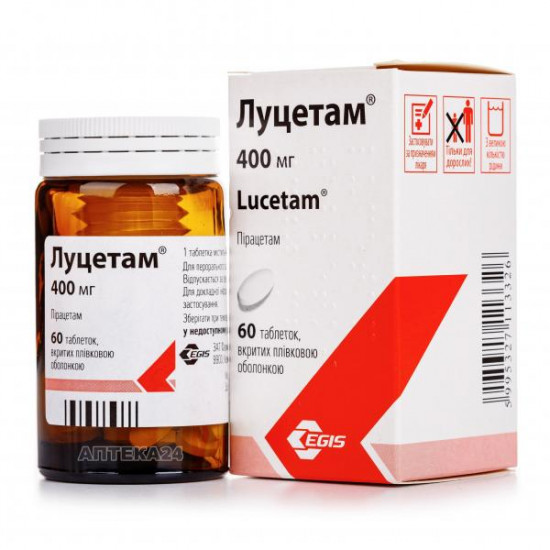 Lutsetam of a tablet of 400 mg, on 60 pieces.