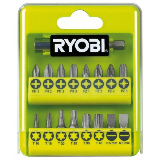 Set of bits Ryobi RAK17SD of 17 pieces.