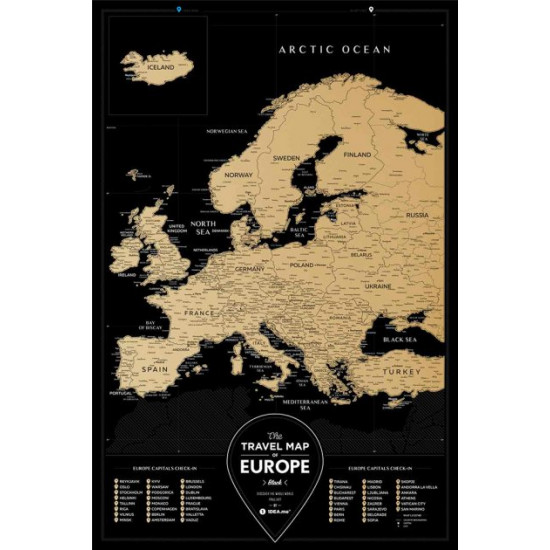 Скретч карта 1DEA.me Travel Map Black Europe (BE)