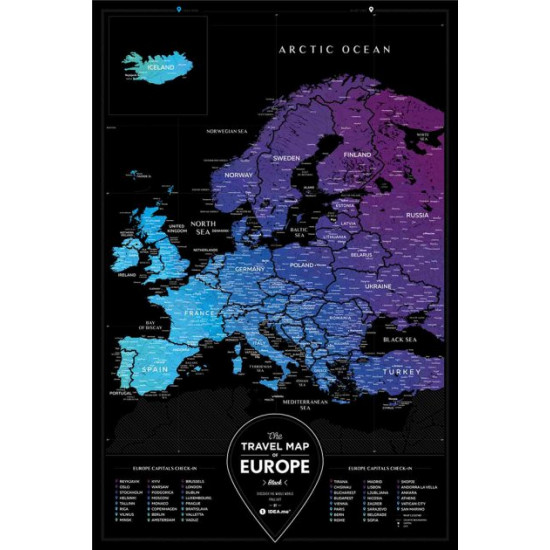 Скретч карта 1DEA.me Travel Map Black Europe (BE)