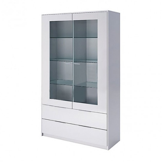 Showcase for the living room made of laminated chipboard Roma 2D RM-112-WB MiroMark white gloss