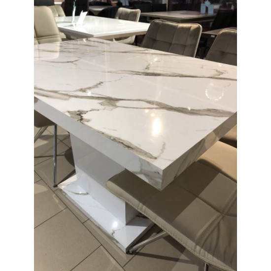 Dining table Gold Marble mini 900/1200x600x750 white gloss folding