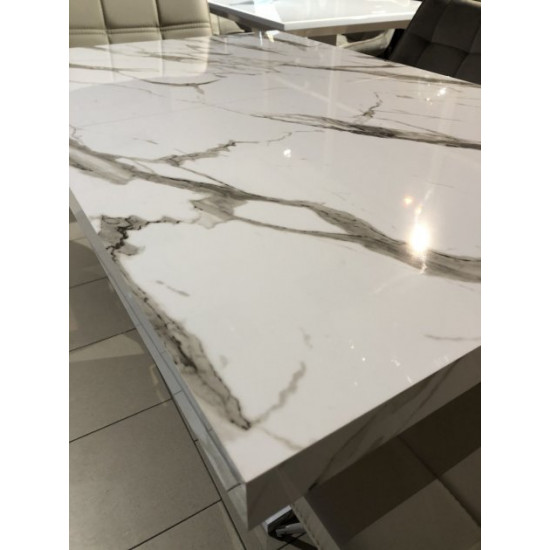 Dining table Gold Marble mini 900/1200x600x750 white gloss folding