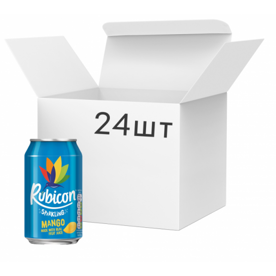 Упаковка безалкогольного газованого напою Rubicon Mango 0.33 л х 24 шт (5000382030898)