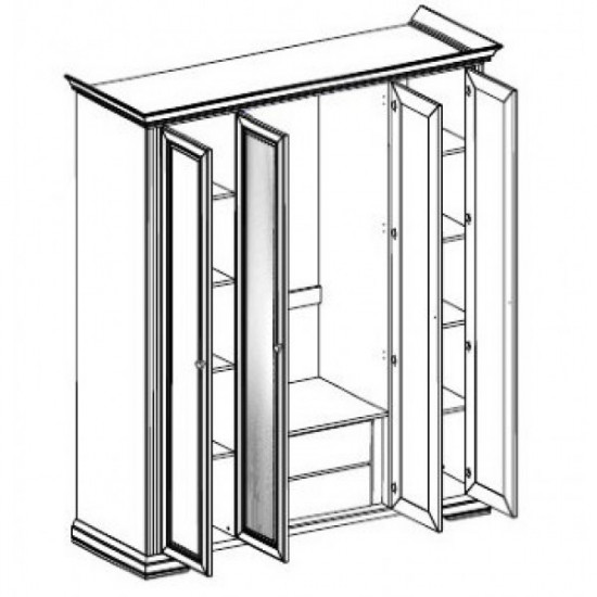 Bedroom wardrobe made of chipboard and MDF 4D (2S) White Gerbor silver pine