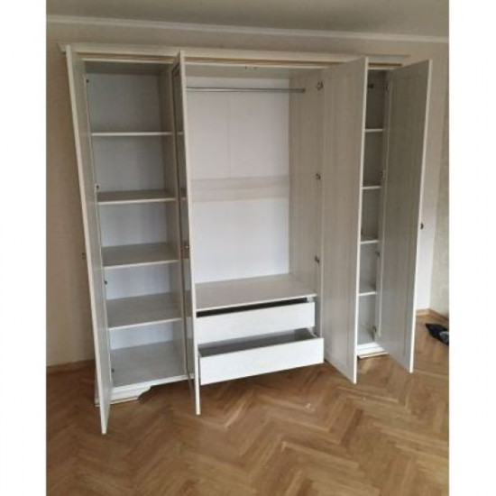 Bedroom wardrobe made of chipboard and MDF 4D (2S) White Gerbor silver pine