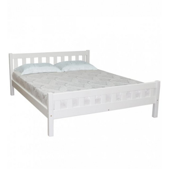 Double wooden white bed L-250 180x200 Skif