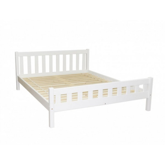 Double wooden white bed L-250 180x200 Skif