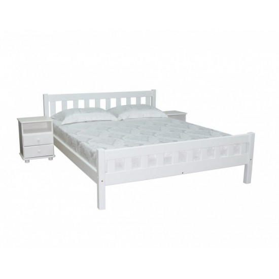 Double wooden white bed L-250 180x200 Skif