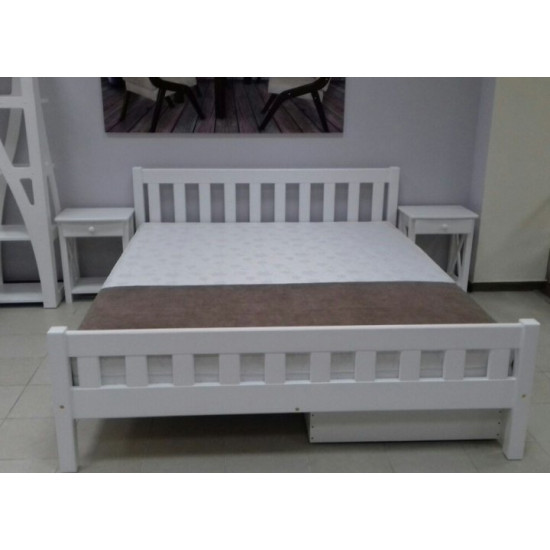 Double wooden white bed L-250 180x200 Skif