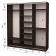 Three-door wardrobe ROKO 224.2x242x60 cm Mirror Oak Wenge (20200024319)