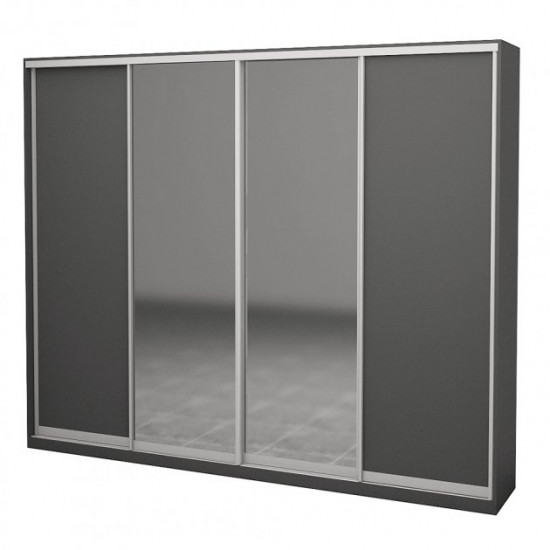 Four-door wardrobe ROKO 238.4x242x45 cm chipboard + Mirror Gray (20200027302)