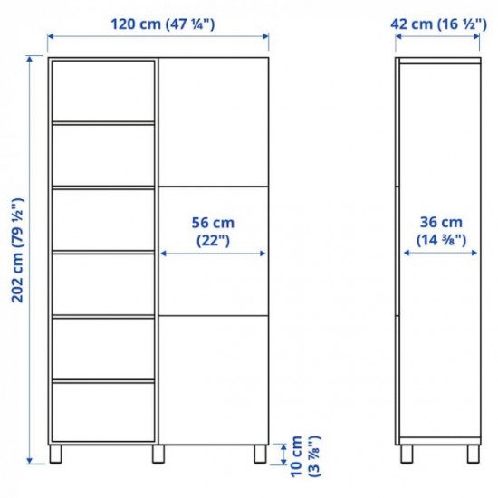 Книжковий шафа з дверима IKEA BESTA 120x42x202 см білий (994.217.04)