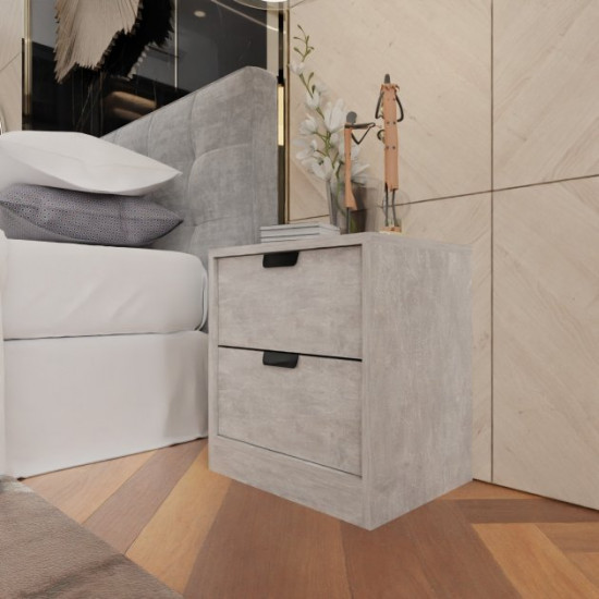 Bedside table with two drawers RedWood Stockholm W450*H490*D350 Concrete RLT203beton