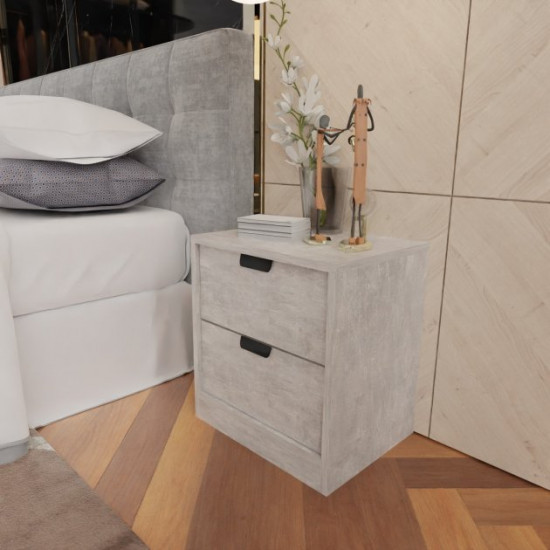 Bedside table with two drawers RedWood Stockholm W450*H490*D350 Concrete RLT203beton