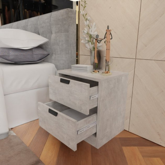 Bedside table with two drawers RedWood Stockholm W450*H490*D350 Concrete RLT203beton