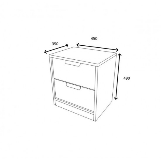 Bedside table with two drawers RedWood Stockholm W450*H490*D350 Concrete RLT203beton