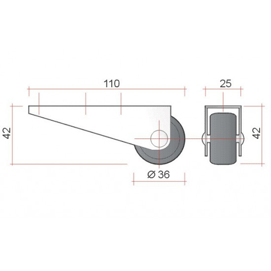 External roller support H42 plastic