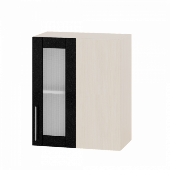 Kitchen Modern module Corner Top Showcase BB27-600 Black metallic Gloss - Milky oak 60x30x72cm