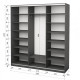 Three-door wardrobe ROKO 209.2x60x242 cm chipboard + Mirror Gray (20200027485)