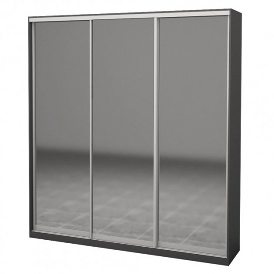 Three-door wardrobe ROKO 209.2x45x242 cm Mirror Gray (20200027275)