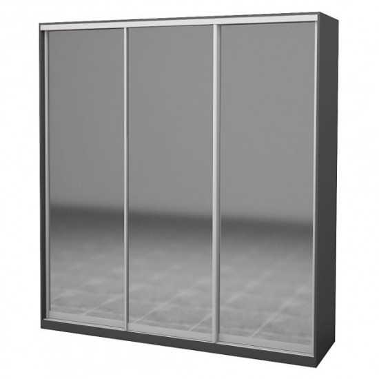 Three-door wardrobe ROKO 239.2x242x60 cm Mirror Gray (20200027535)