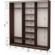 Three-door wardrobe Roko 209.2x45x242 cm Mirror Wenge Oak (20200025037)