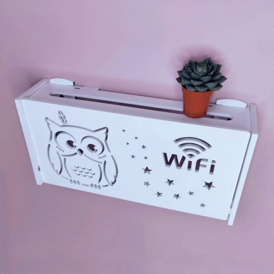  Полка для роутера WiFi Сова и звезды 40*20*10 см Белая