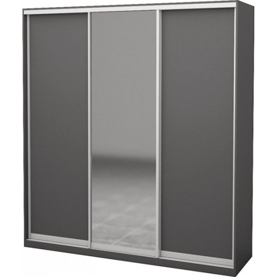 Three-door wardrobe Roko 179.2x242x60 cm chipboard + Mirror Gray (20200027588)