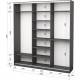 Three-door wardrobe Roko 209.2x45x242 cm Mirror Gray (20200027275)