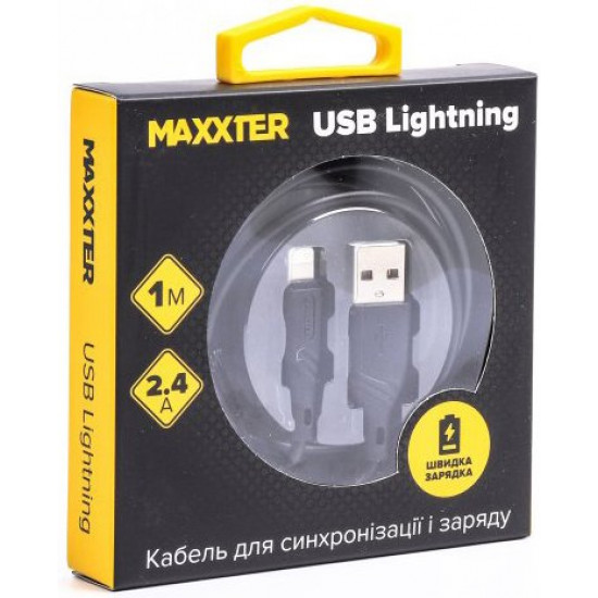 Cable Maxxter USB - Lightning 1 m Black (UB-L-USB-02-1m)