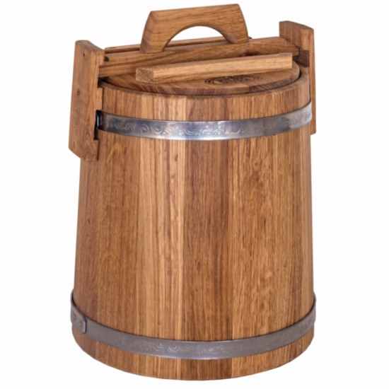 Oak tub for pickling 10 l BonPos (stainless steel hoop) - (KDNZh10)