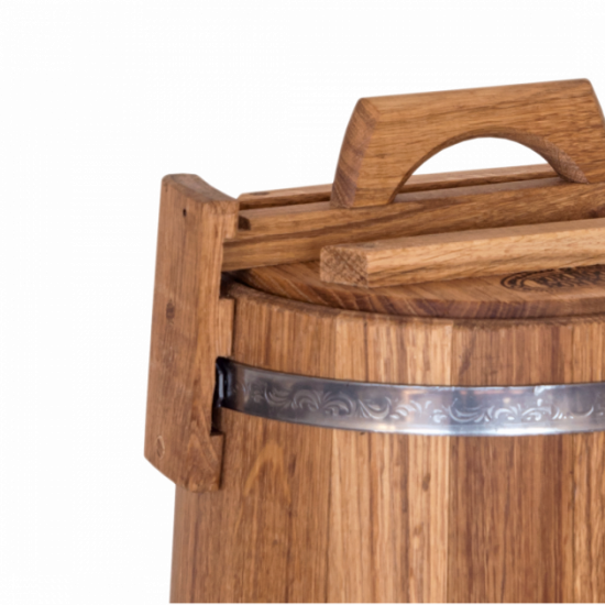 Oak tub for pickling 10 l BonPos (stainless steel hoop) - (KDNZh10)