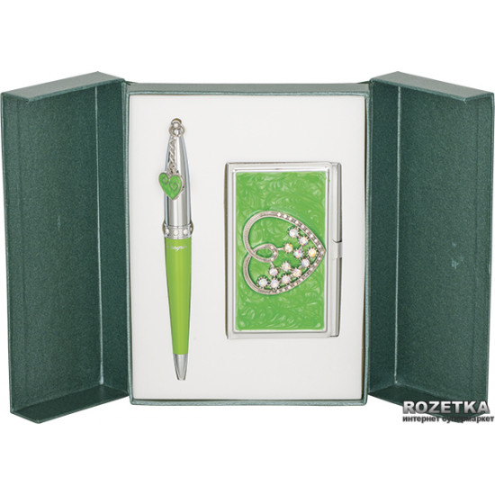 Gift set (ballpoint pen + business card holder) Langres Crystal Heart Green (LS.122008-04)