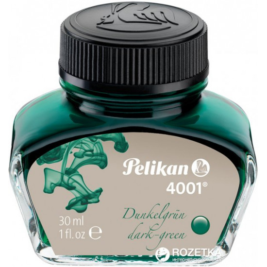  Чернила Pelikan 4001 Dark Green в стеклянном флаконе 30 мл Темно-зеленые (300056)