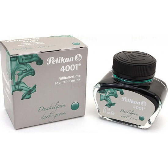  Чернила Pelikan 4001 Dark Green в стеклянном флаконе 30 мл Темно-зеленые (300056)