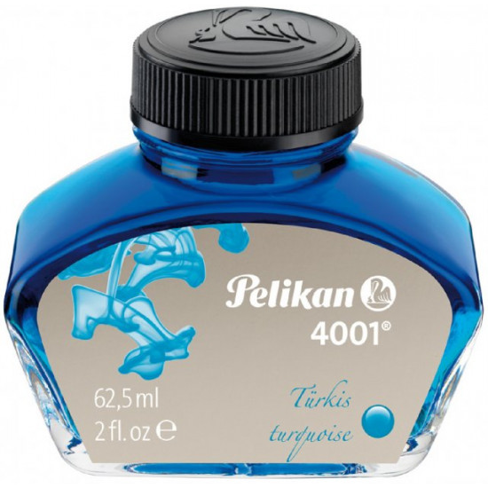  Чернила Pelikan 4001 Turquoise в стеклянном флаконе 62.5 мл Бирюзовые (329201)