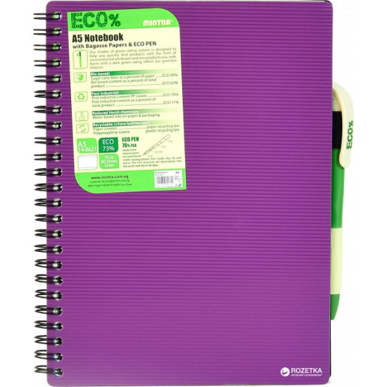 Mintra Eco Pen A5 checkered notebook 80 sheets Purple (985453)