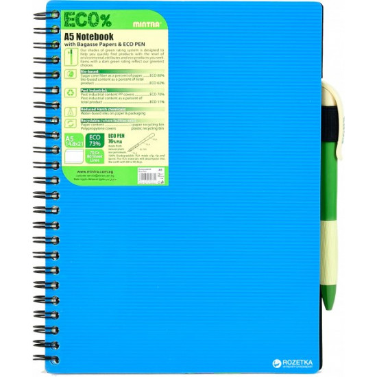 Notepad Mintra Eco Pen A5 checkered 80 sheets Blue (985454)