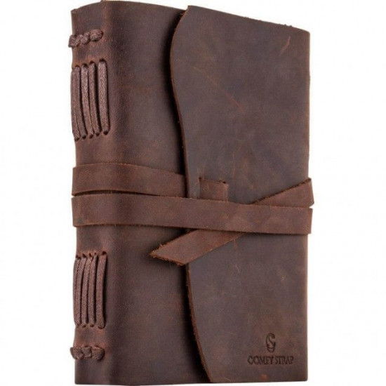 Leather notebook with pen B6 Brown lined sheets