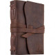 Leather notebook with pen B6 Brown lined sheets