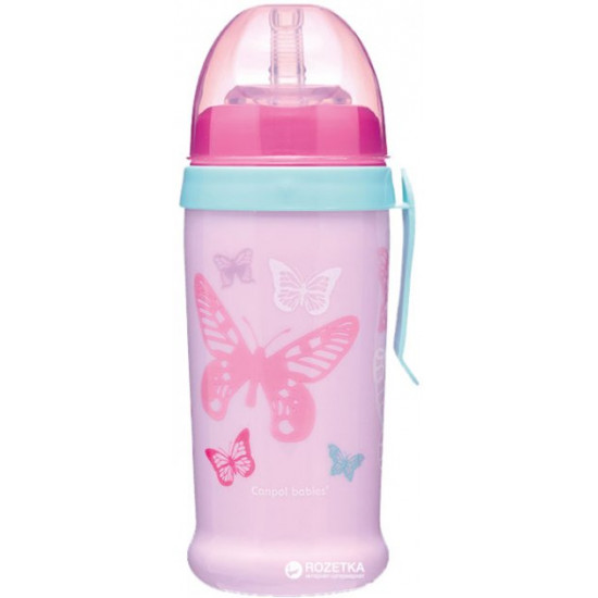  Поильник-непроливайка Canpol Babies Butterfly Розовый 350 мл (56/515_pin) (5901691812369)