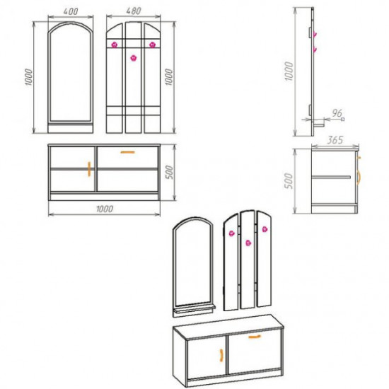 Hallway Companit set Olga nut ecco