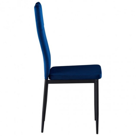 Dining chair for kitchen, living room, cafe Alabama steel black/fabric velor dark blue AMF