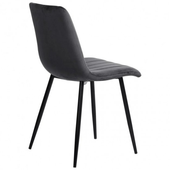 Dining chair for kitchen, living room, cafe Indiana steel black/velor fabric velvet gray AMF