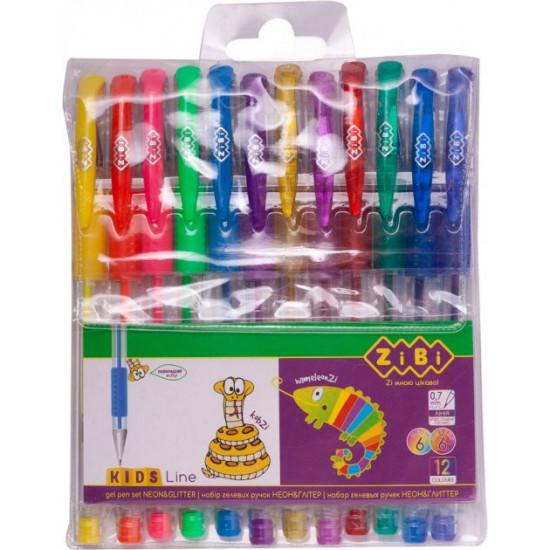 Set of gel pens 12 pcs ZiBi Neon-Glitter 12 colors (ZB.2204-99)