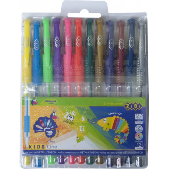 Set of gel pens 12 pcs ZiBi Neon-Metallic 12 colors (ZB.2205-99)