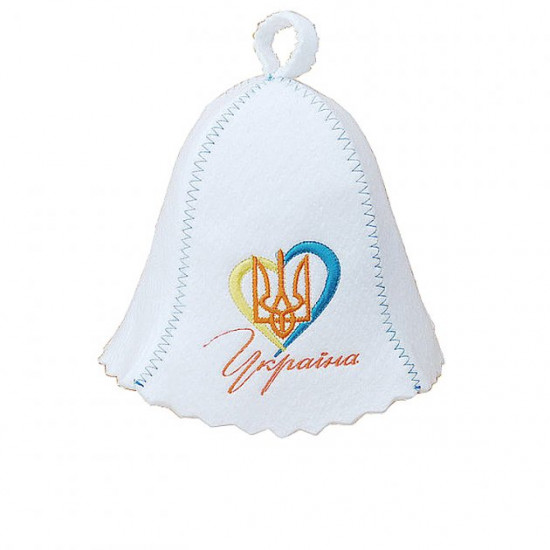 Hat for baths and saunas made of felt Heart with a trident KD004107